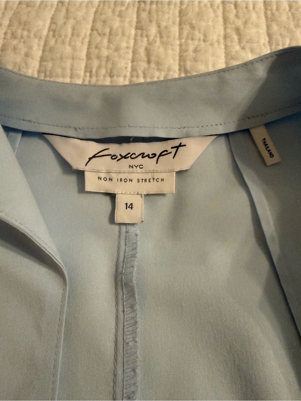 Foxcroft Pale Blue Mandarin Collar Tunic - Picture 4 of 7
